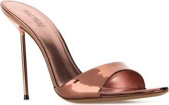 PARIS TEXAS Womens Lidia Heel Mule Bronze Leather
