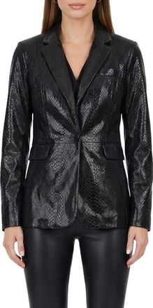 Gorski Genuine Metis Suede Pythn Printed Single Breasted Blazer in Black at Nordstrom, Size Medium