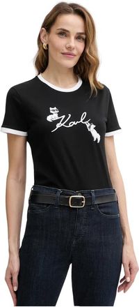 Karl Lagerfeld Ikon T-shirt - Dames - T-shirts - Zwart - S - Katoen - Tops