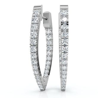 Pompeii3 90Ct Diamond Hoops Inside Outside Gold Lab Grown 1 Tall