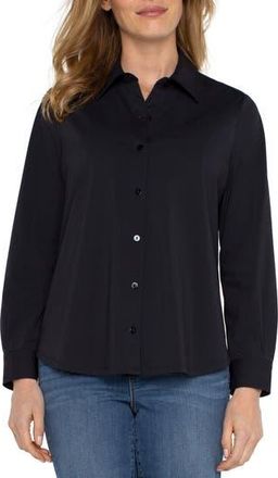 Liverpool Knit Button-Up Shirt in Black at Nordstrom Rack, Size Large