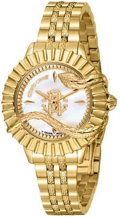 Roberto Cavalli Mother-of-Pearl Bracelet Watch, 33mm in Gold at Nordstrom Rack
