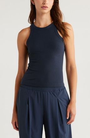 Zella Go-To Rib Performance Tank in Navy Sapphire at Nordstrom, Size Small