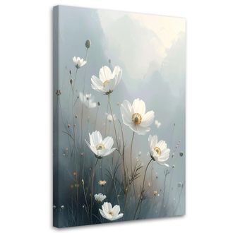 Feeby Cuadro Sobre Lienzo Flores Blancas De Campo Bot&aacute;nica 70x100
