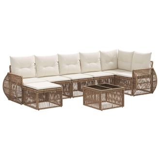 vidaXL Conjunto De Sof&aacute;s De Jard&iacute;n 8 Pcs Beige Y Blanco Crema Vidaxl