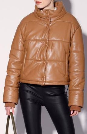 Walter Baker Jesse Quilted Leather Jacket in Camel at Nordstrom Rack, Size X-Large