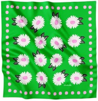 Centinelle White Flower Silk Large Square Scarf in Green at Nordstrom