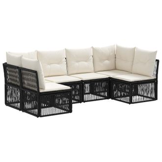 vidaXL Conjunto De Sof&aacute;s De Jard&iacute;n 6 Pcs Negro Rat&aacute;n Sint&eacute;tico Vidaxl