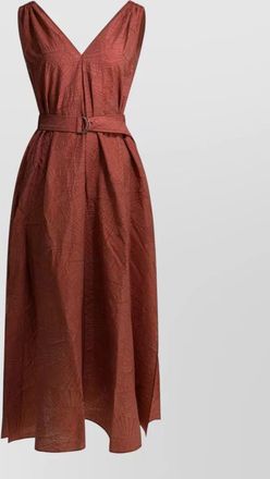 Brunello Cucinelli trapeze dress v neck belted waist