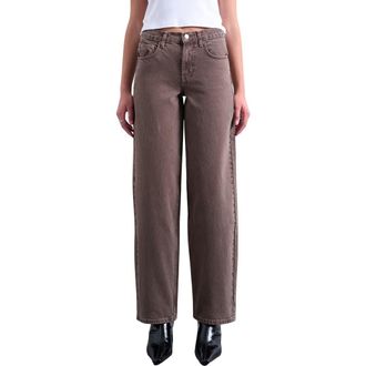 Topshop Cinch Low Rise Relaxed Jeans in Brown at Nordstrom Rack, Size 25 Tall