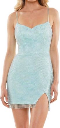 Colors Dress Beaded Mesh Dress In Light Blue