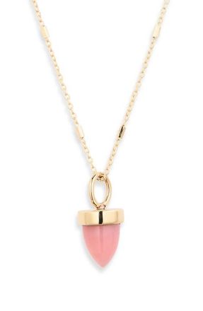 Zo&euml; Chicco Opal Bullet Pendant Necklace in 14K Yellow Gold /Pink Opal at Nordstrom, Size 18