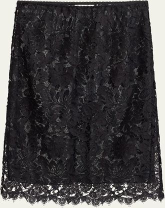 Chlo&eacute; High-Waist Floral Lace Pull-On Skirt