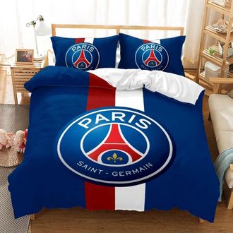 OEM Funda De Edred&oacute;n Con Dise&ntilde;o De F&uacute;tbol Del Psg De Par&iacute;s, Juego De Ropa De Cama De F&uacute;tbol, Funda De Edred&oacute;n De Microfibra Con Funda De Almohada (c, 220 
