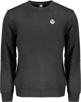 North Sails Zwarte Katoenen Sweatshirt met Applique Logo - Heren - Sweatshirts - Zwart - 2XL - Katoen - Hoodies & sweatvesten