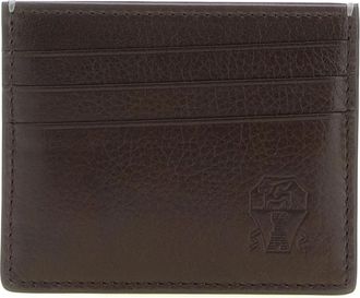 Brunello Cucinelli Brushed Leather Card Holder - Heren - Portefeuilles - Bruin - ONE Size - Accessoires