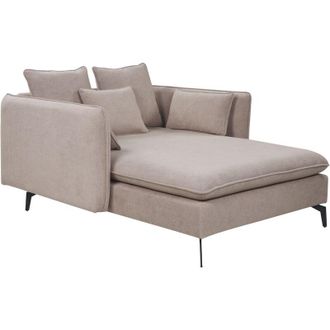 Beliani Chaise Longue Sim&eacute;trica Moderna Tapicer&iacute;a Tela Reposabrazos Coj&iacute;n Respaldo Sala De Estar Gris Pardo Charmes