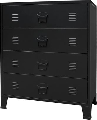 vidaXL Cajonera Met&aacute;lica De Estilo Industrial 78x40x93 Cm Negro Vidaxl