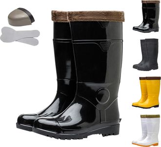 Generic Labor Rain Boots for Men Size 5.5 Wellingtons Warm Lined Knee High Rainboots Thermal Insulation Outdoor Slip-on Boots for Fishing, Hunting, Gardening 