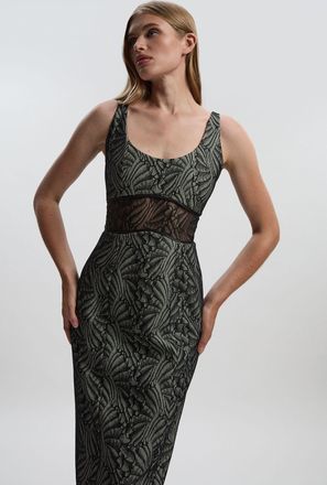 Karen Millen Womens Premium Lace Tailored Pencil Maxi Dress - Black - Size 14 UK