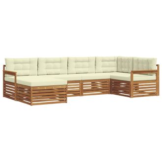 vidaXL Conjunto De Sof&aacute;s De Exterior Con Coj&iacute;n 6 Pcs Natural Y Crema Vidaxl