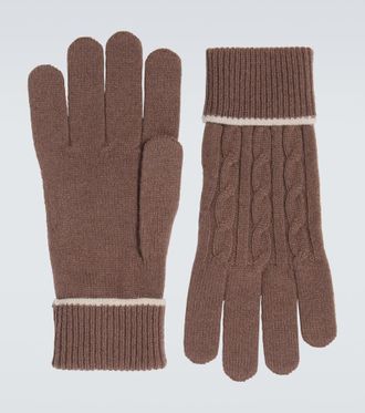 Eleventy Cable-knit cashmere gloves