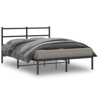 Berkfield Home Metal Bed Frame without Mattress with Headboard Black 140x200cm | Size: 140x200 cm