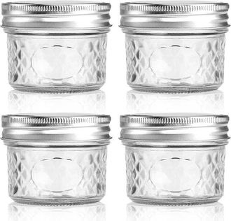 OEM Tarros De Cristal Transparentes De 100 Ml Con Tapa Herm&eacute;tica, Bonitos Tarros Decorativos Tipo Mason, Avena Nocturna, Yogur, Cereales, Juego De 4