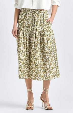 Derek Lam Beau Floral Midi Skirt in Green/Pink Floral at Nordstrom, Size 00