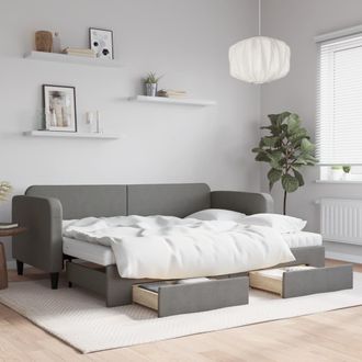 vidaXL Vidaxl - Sof&aacute; Cama Nido Con Cajones Tela Gris Oscuro 80x200 Cm