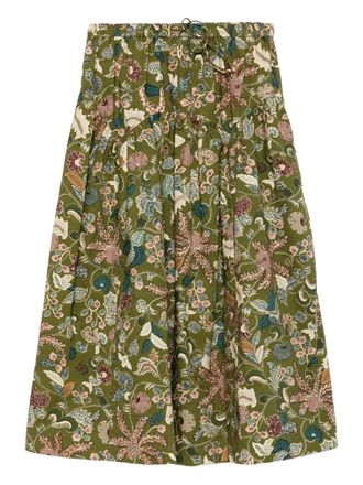 Ulla Johnson Rosen floral tie-waist skirt - Green