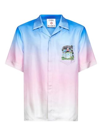 Casablanca volcano-print gradient shirt - Blue