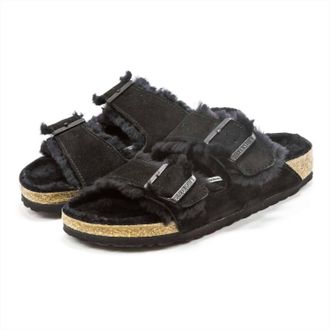 Birkenstock Womens Arizona Shearling Sandals In Black