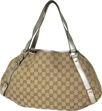 Gucci Beige Gold Gg Canvas Tote Bag (Pre-Owned)