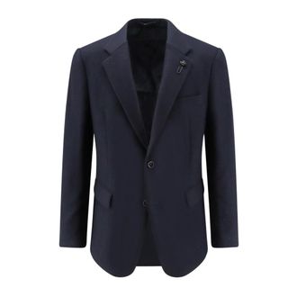 Lardini Blazer met enkele rij knopen en inkeping revers - Heren - Jassen - Blauw - Maat: 2XL Wol