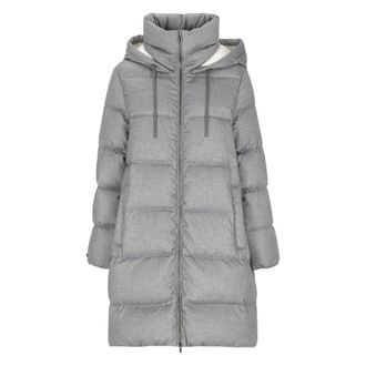 PESERICO Chaqueta larga acolchada de plum&oacute;n - Coats - Mujer - Gris - M