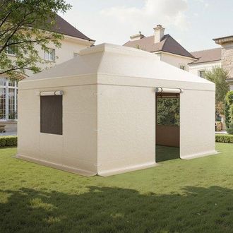 OEM Cubierta Para Cenador De Invierno, Cubierta De Cenador Con Laterales Y Ventanas De Malla, Compatible Con Cenadores De 2 Pisos De 3,66 X 4,87 M Materia