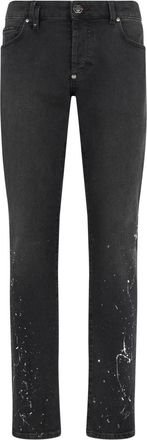 Philipp Plein Super Straight Cut Jeans Paint - Heren - Slim Fit Jeans - Zwart - W32 - Katoen - Jeans