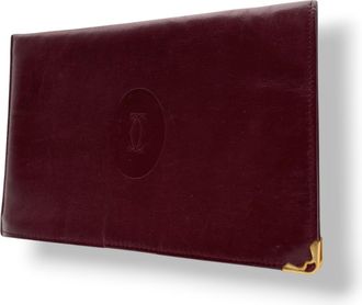Cartier Bordeaux Gold Leather Clutch Bag Pouch (Pre-Owned)