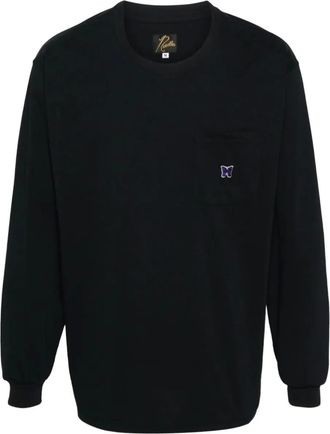 Needles T-shirt met geborduurd logo - Zwart