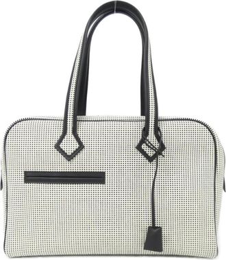 Herm&egrave;s Black Ecru Swift Leather Boston Bag (Pre-Owned)