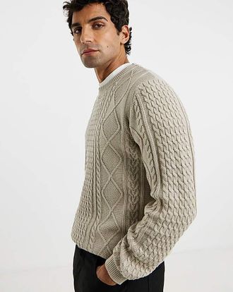 Jacamo Cable Crew Neck Jumper