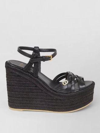 Valentino Garavani leather wedge espadrille sandal open toe