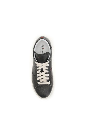 Kiton Mens Leather Sneakers Dark Grey Trainers