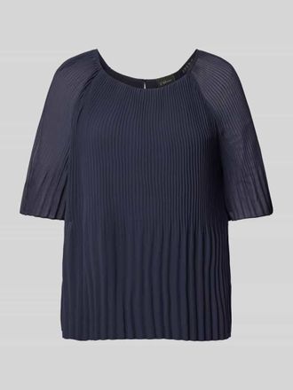 s.Oliver Black Label Regular Fit Chiffonbluse mit mit kurzen Ragalanärmeln in Marine, Größe 42