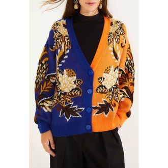 Farm Rio Arabesque Paradise Mixed Print Jacquard Cardigan in Arabesque Paradise F at Nordstrom Rack, Size X-Large