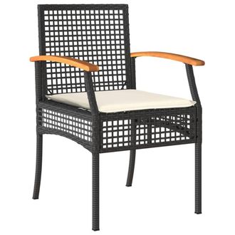 Berkfield Home Beautiful 5 Piece Garden Dining Set with Cushions Black Poly Rattan