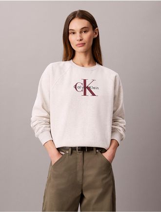 Calvin Klein Jeans Calvin Klein Womens Monologo Fleece Relaxed Sweatshirt - Grey - XL