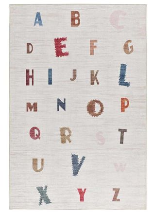 Atticgo Alfombra infantil lavable abecedario blanco/multicolor 120x170 cm