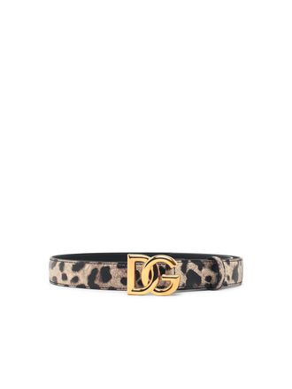 Dolce & Gabbana D leren riem met luipaardlogo